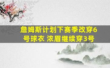 詹姆斯计划下赛季改穿6号球衣 浓眉继续穿3号